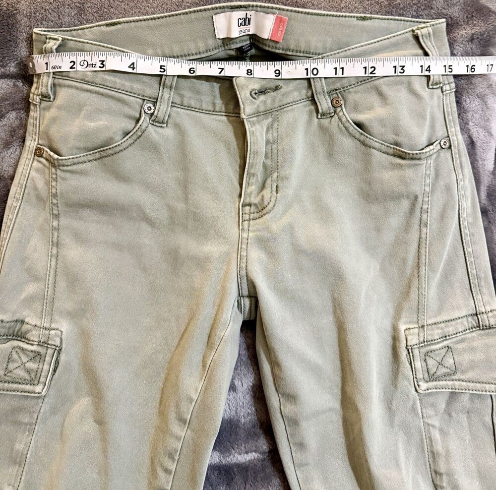Cabi Pants Womens Size 4 Green Utility Cargo Stretch Style 3048 Pocket Casual - Picture 2 of 7